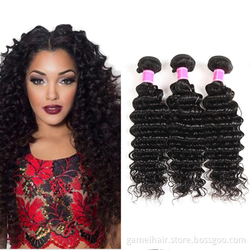 GMWIG Top Quality Brazilian Natural Color Deep Wave Wholesale Brazilian 100% Human Hair Weave Bundles For Black Women
